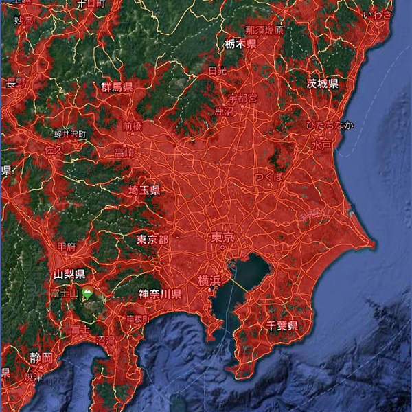 関東エリアの通信エリアマップ